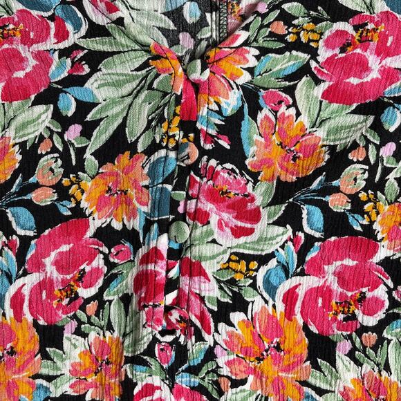 Torrid Black Floral Crinkle Gauze Hi-Low Tunic Top - Multicolor - Size 1 - Picture 8 of 13